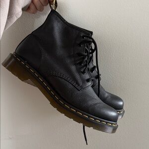 Black Leather Lace-Up Boots
